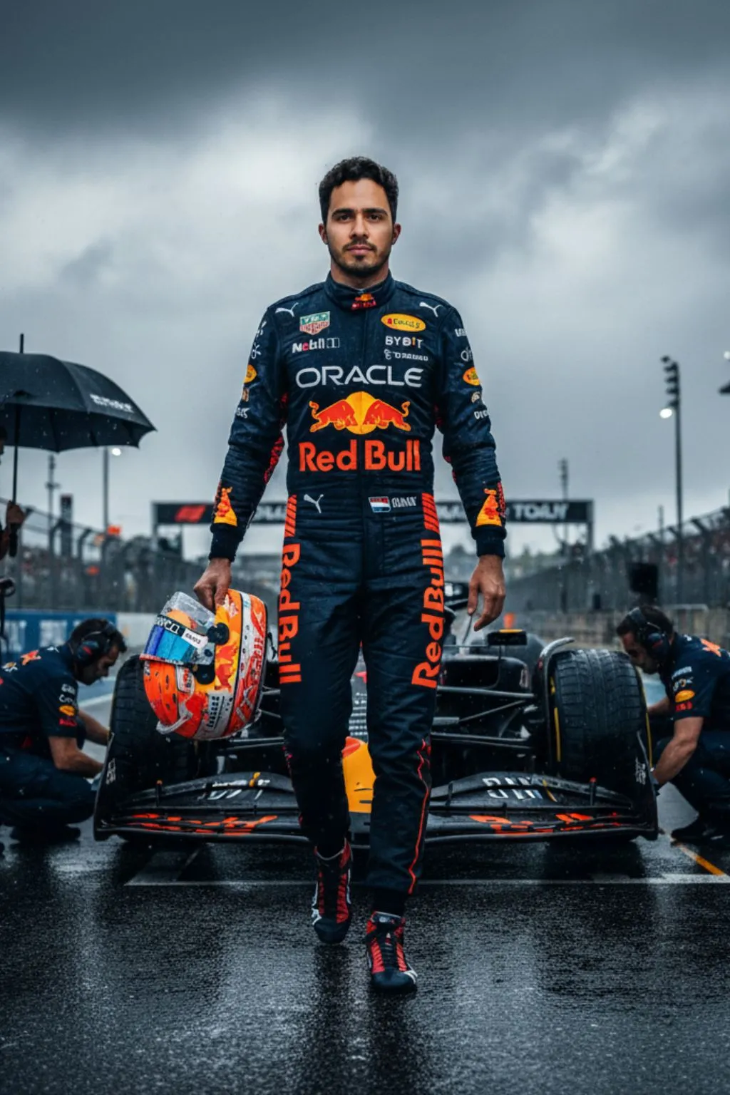 Donna su una moto nera in un viale con alberi autunnali