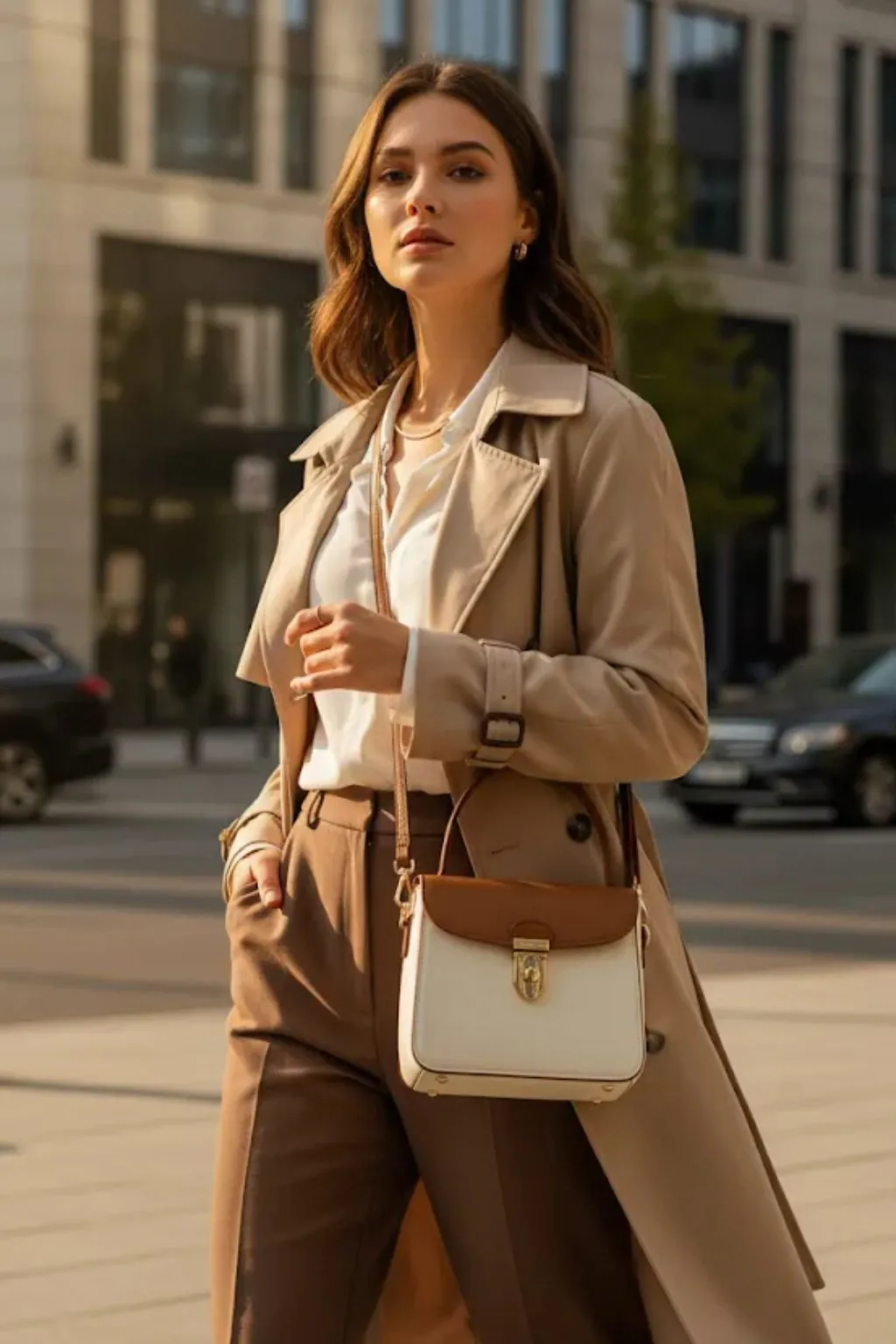 Modella con giacca di pelle in città